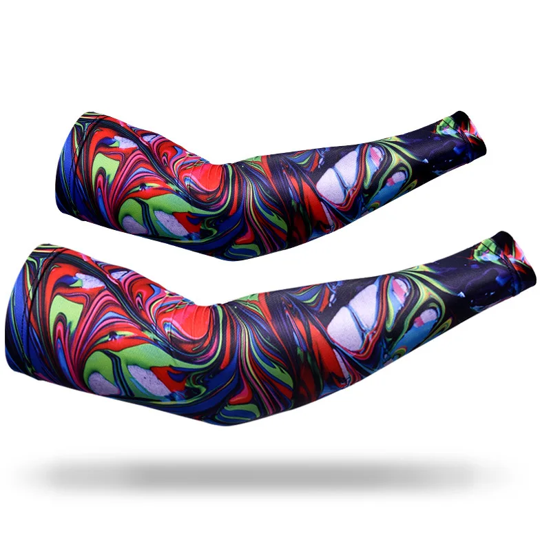 6-L 1pair Fashion Pritned Sun Protection Motorcycle Arm Sleeves Ice Silk Breathable Arm Protection Sleeve for Men Moto Accessories - Color: 6-L