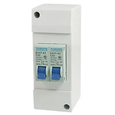 

C32 Twin Single Pole Mini Overloaded Circuit Breaker AC 230/400V w Cover