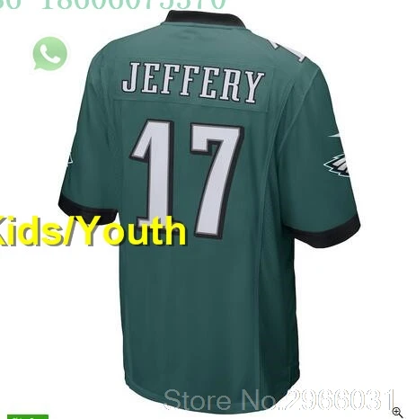 Philadelphia A+++ качество Brian Dawkins 20 86 Zach Ertz Alshon Jeffery 17 Nick Foles 9 Jason Kelce 62 Eagles jersey - Цвет: for kids youth