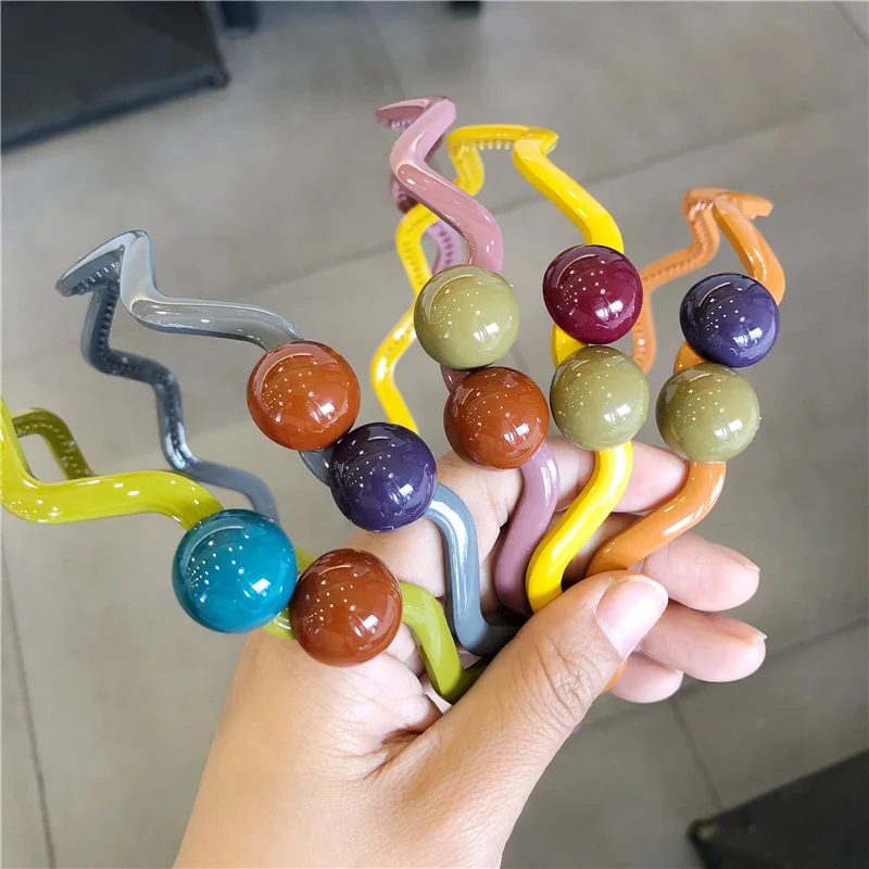 

1PC Korean Kawaii Hairbands Cute Sweet Candy Headband Solid Wave Hair Hoops with Teeth Plastic Hair Accessories for Women Girls