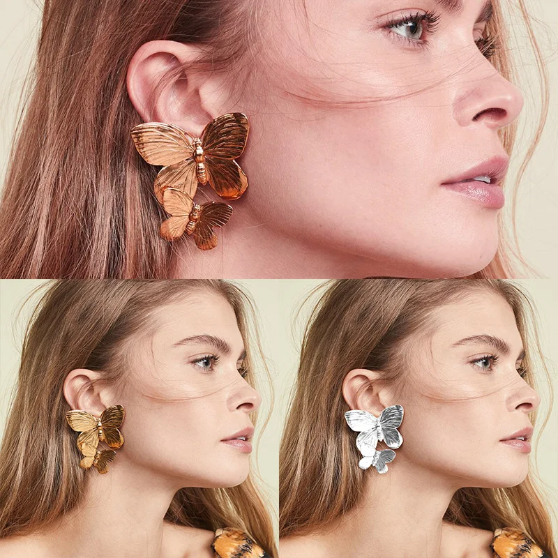 

Fashion Metal Butterfly Earrings Geometric Pattern Ear Accessories Decoration for Women TY53