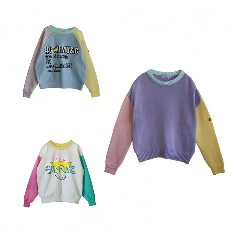 

IN STOCK Bandy Autumn Sweater 2019 Autumn Boy's Round Neck Sweater Cotton Color Matching Shirt Children's Wear Long-sleeved Shirt