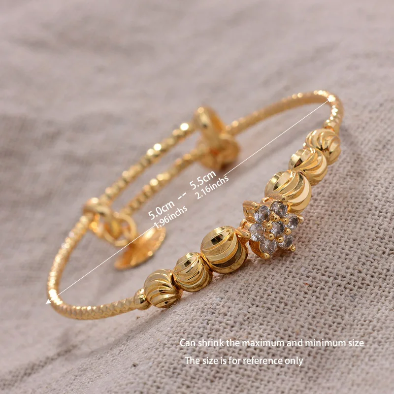 4PCS/lot Gold Color Bangle For Baby Cute/Romantic Kids Bracelet Bells Jewelry Child Bangles Christmas Gifts Bead Jewelry Gifts
