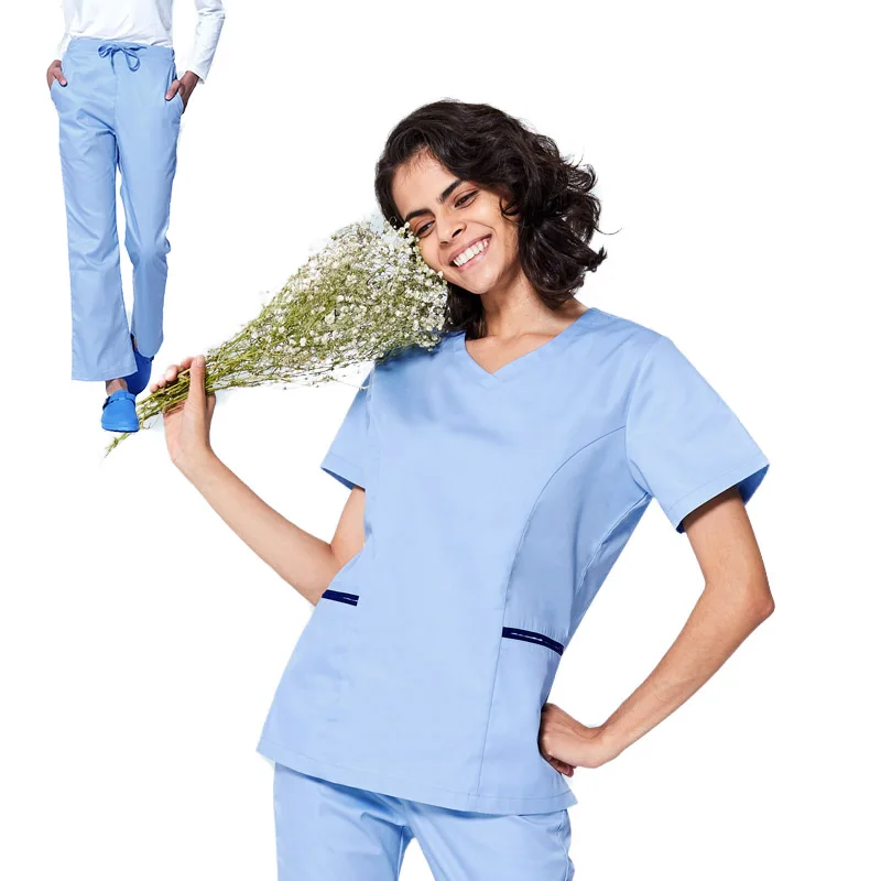 Scrub Top and Pant Модный женский костюм медсестры медицинская форма халаты больница доктор одежда хирургический скраб Медицинская Одежда наборы скрабов - Цвет: Scrub Top and Pant