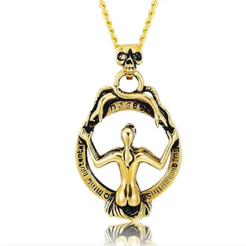 

Stainless Steel Punk Rock Skull Mirror Pendant Necklace Jewelry Gold Skull Necklaces Jewellery Best Halloween Gift