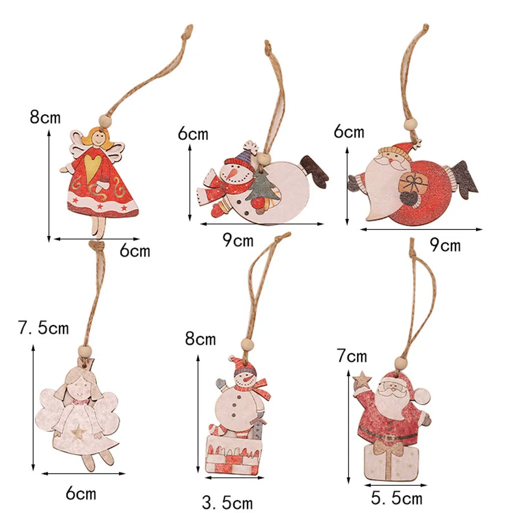 2 шт. Деревянные Подвески Санта Клауса снеговик Ангел Рождественская елка для витрин украшения Noel новогодний Рождественский кулон