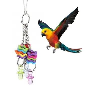 

Bird Toys Pet Parrot Non-toxic Plastic Nipple Ring String Chewing Biting Hanging Swing Toy Bird Cage Accessories Bird Tools