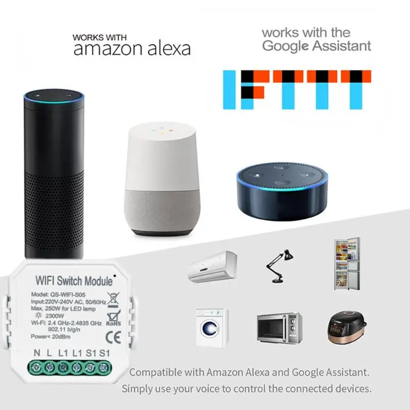 Tuya S05 1C умный DIY WiFi модуль переключателя поддержка для Alexa Google Assistant Smart Life/Tuya APP пульт дистанционного управления