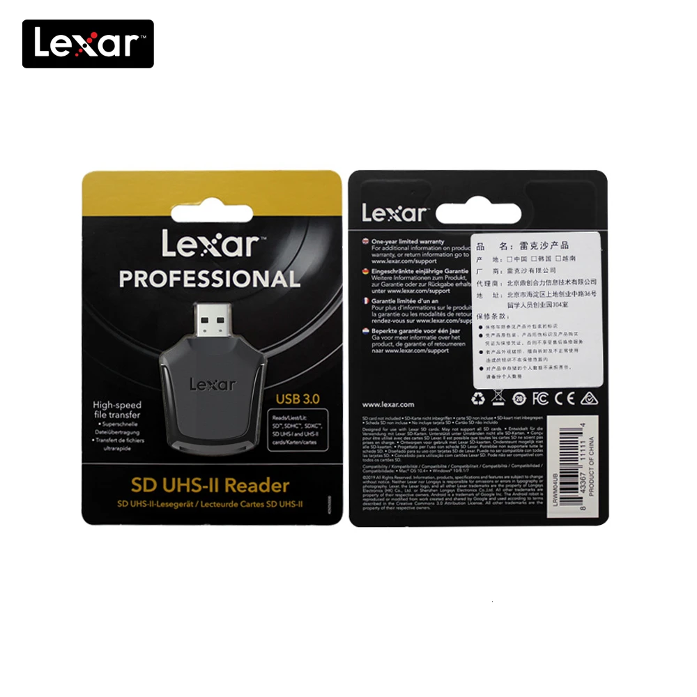Lexar профессиональная SD карта USB 3,0 кард-ридер SDHC SDXC карта памяти Высокоскоростная однопортовая UHS-II для sd-карт