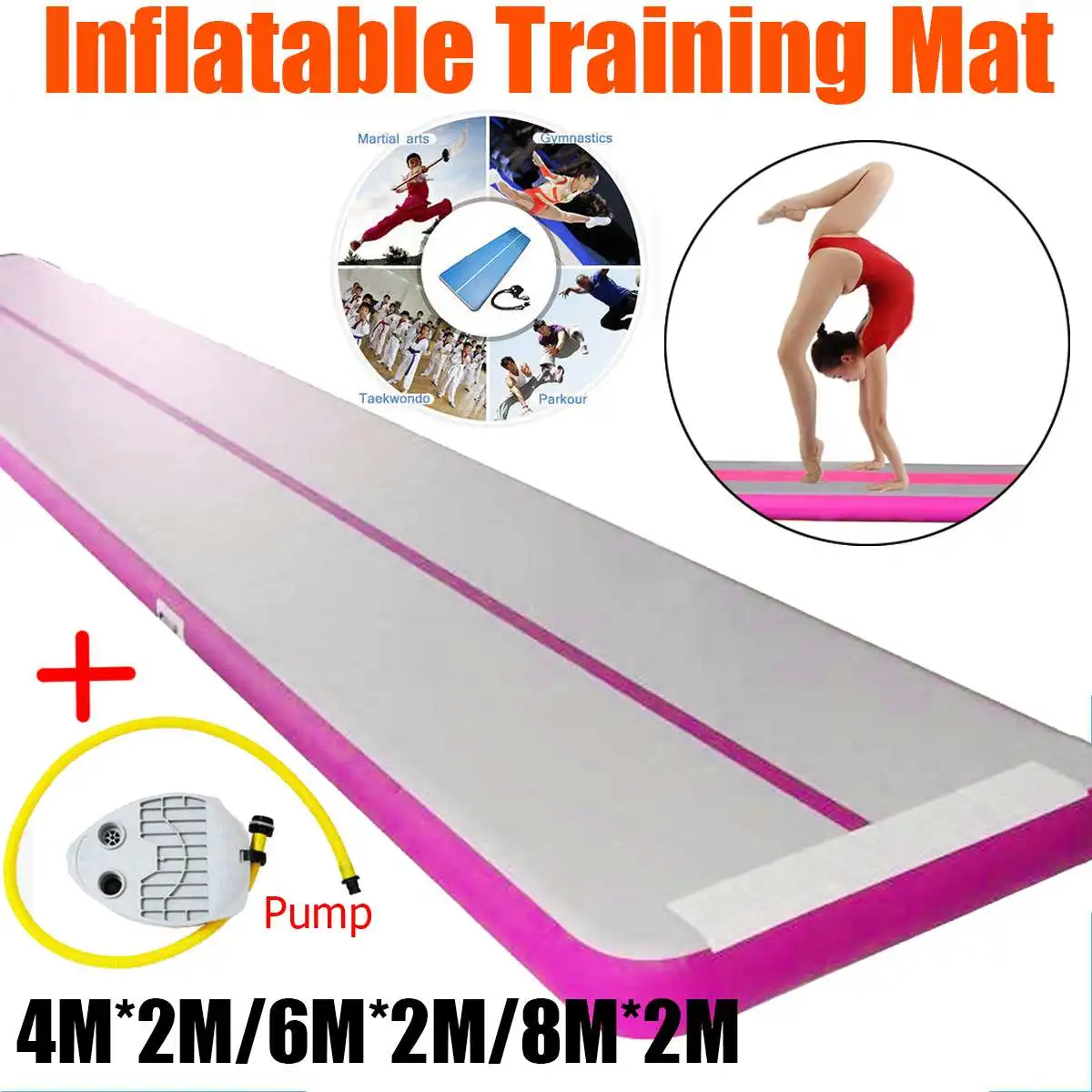

2x4/6/8m Mini Inflatable Gymnastics yoga Mat Air Track Tumbling Air Track Floor Trampoline Electric with Air Pump Training yoga