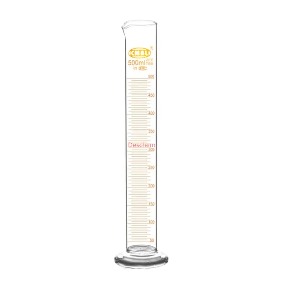 500ml Glass Measuring Cylinder W/Graduation & Spout Mouth Lab Chemistry Glassware