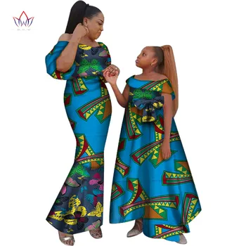 

Parent-child Clothing Bazin Riche Patchwork Mother and Daughter Dress Party Customize African Dashiki African Clothing WYQ530