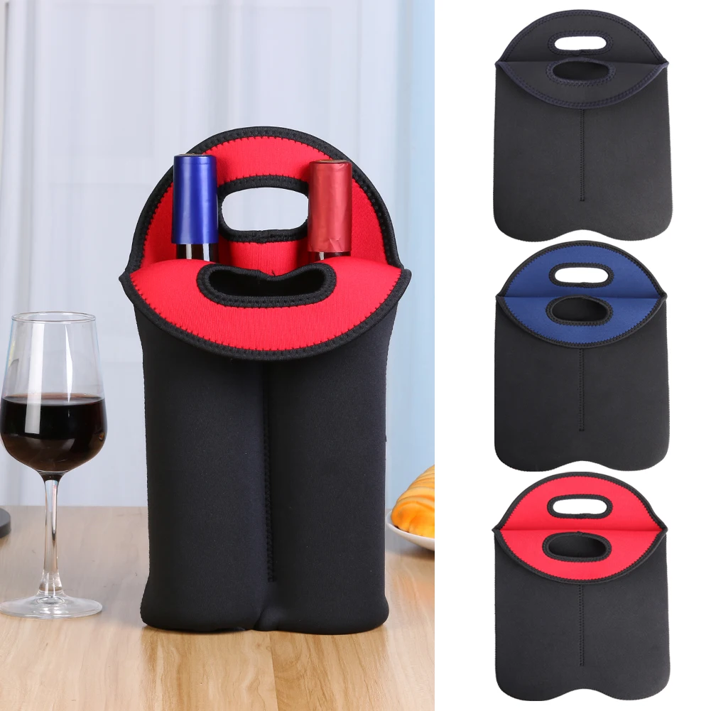 Portable Wine Bottle Cooler Neoprene Double Bottle Protective Cover Sleeve Holde 