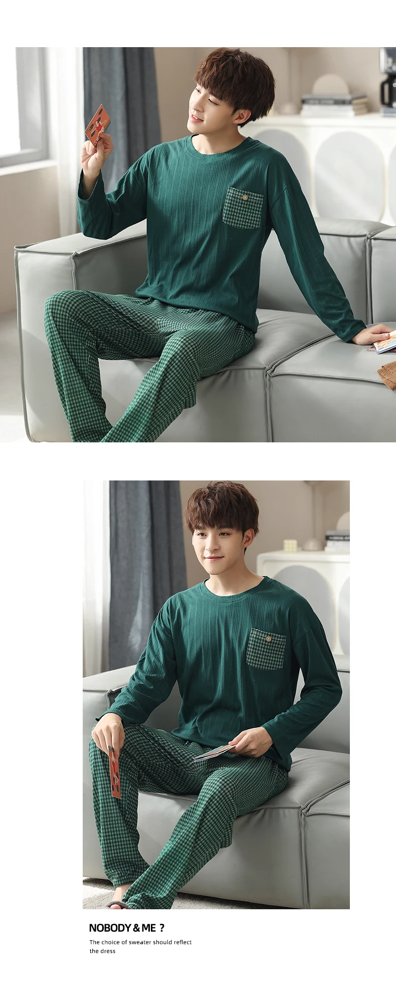 Autumn Men Pyjama Set Full Cotton Pajama Suit Long Sleeve Plaid Pijamas Hombre Sleepwear Winter Night Sleepwear Male Home Wear cotton pajama pants