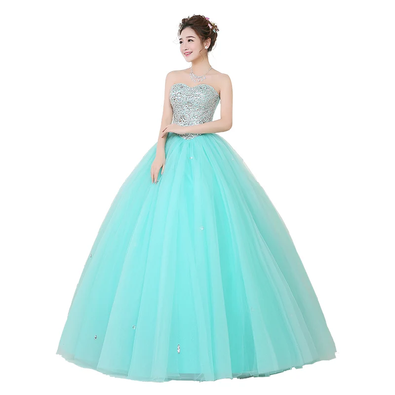 Мятно-зеленые Бальные платья 15 лет, Vestidos De 15 Anos, Украшенные бусинами и кристаллами, со шнуровкой на спине, праздничные платья на день рождения, Vestido de 15 anos - Цвет: same as picture