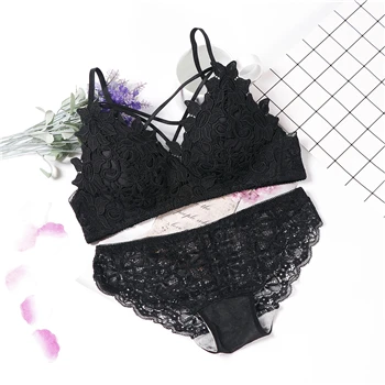 MMBN135-BlackSet Комплект нижнего белья с бюстгальтером, без косточек, Lenceria, сексуальный, Bielizna damski Komplety, чашка AB, топ, красное вино, Lenceria, кружевной комплект нижнего белья, пуш-ап бюстгальтер - Цвет: MMBN135-BlackSet