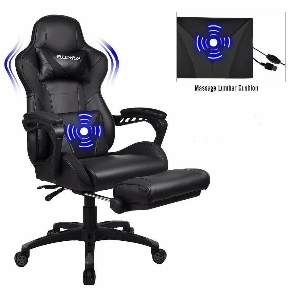  Massage Gaming Chair High-Back Ergonomic Pu Leather Racing Computer Task Seat