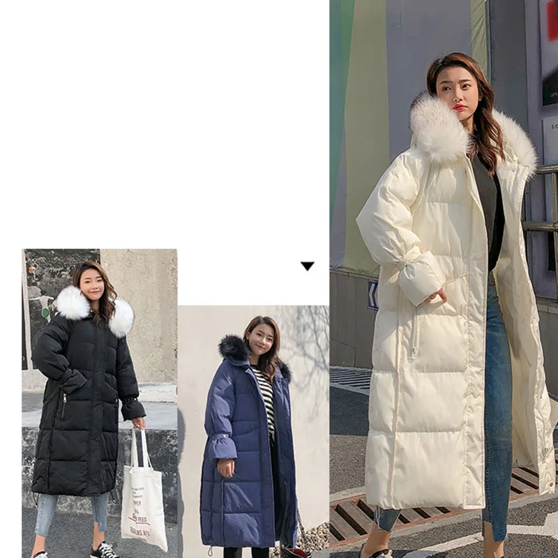 Новинка, теплое женское хлопковое пальто высокого качества с капюшоном, женская верхняя одежда, парки с большим меховым воротником, модные парки, женское хлопковое пальто KO475