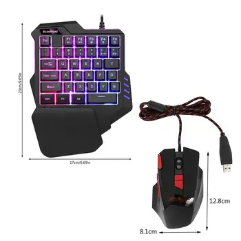 

Mini Keyboard/Mouse Wired Gaming Mechanical Keypad with One-handed Keyboard LED Backlight for Game Fortnited PC Keycaps Mice