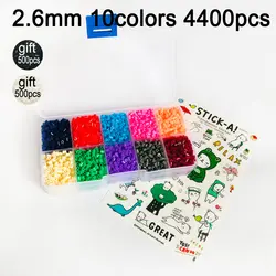 DOLLRYGA 10 цветов 4400 шт 2,6 мм Хама бусины включают инструмент Pegboard бусины Дети образования Diy плавкий предохранитель головоломка для детей