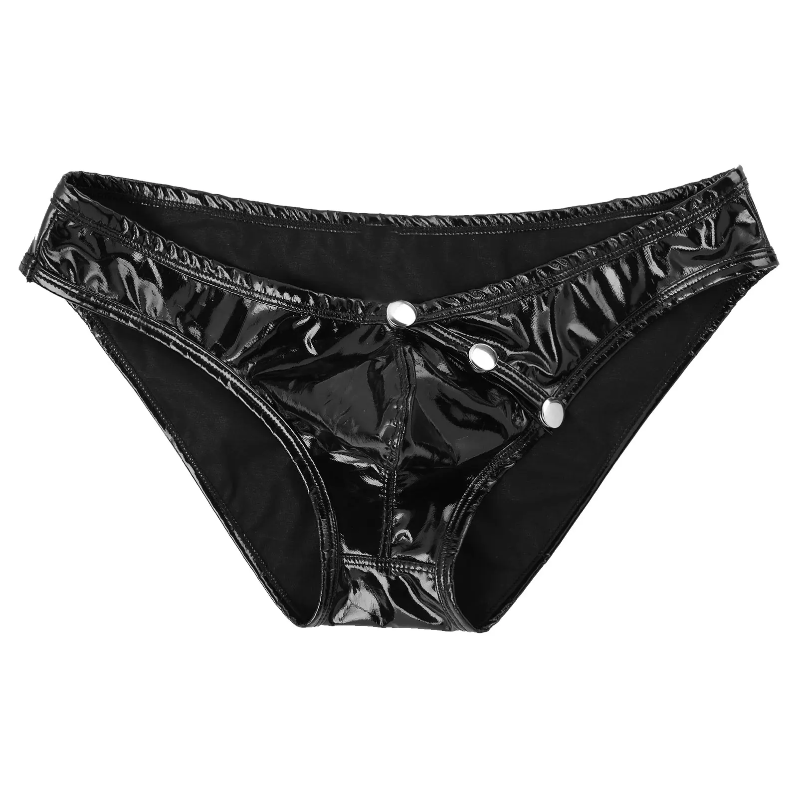 Men's Underwear Male Faux Leather Knickers Sissy Elastic Bulge Pouch ...