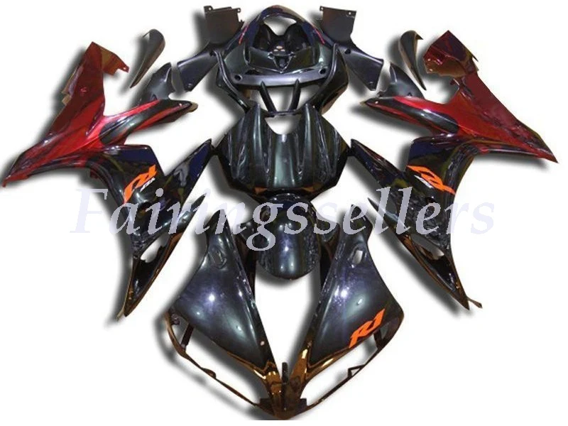 Black and Red 4 подарки впрыск ABS Полный Обтекатель подходит для Yamaha R1 2004 2005 2006 04 05 06 YZF R1 Полный обтекатели комплект черный и красный - Цвет: Black and Red
