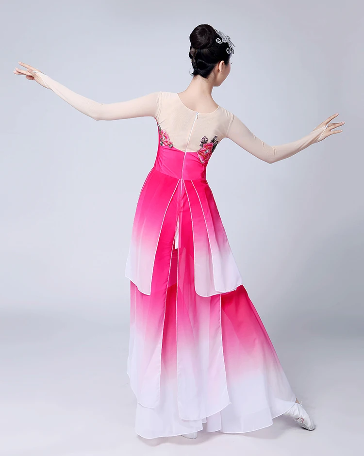 Китайский стиль Hanfu Классический взрослый танец Yangko одежда танцевальные костюмы костюм женский веер танцевальный костюм