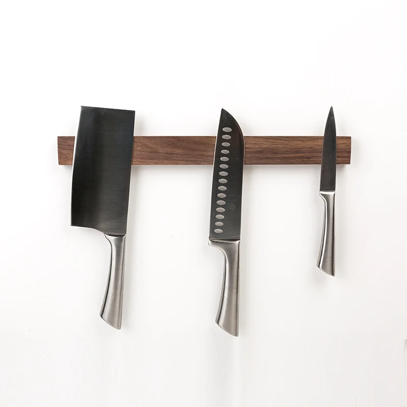 

Wood Magnetic Knife Storage Holder Wall Mount Metal Scissors Block Blade Hanging Magnetic Bar Kitchen Space Saving Organizer