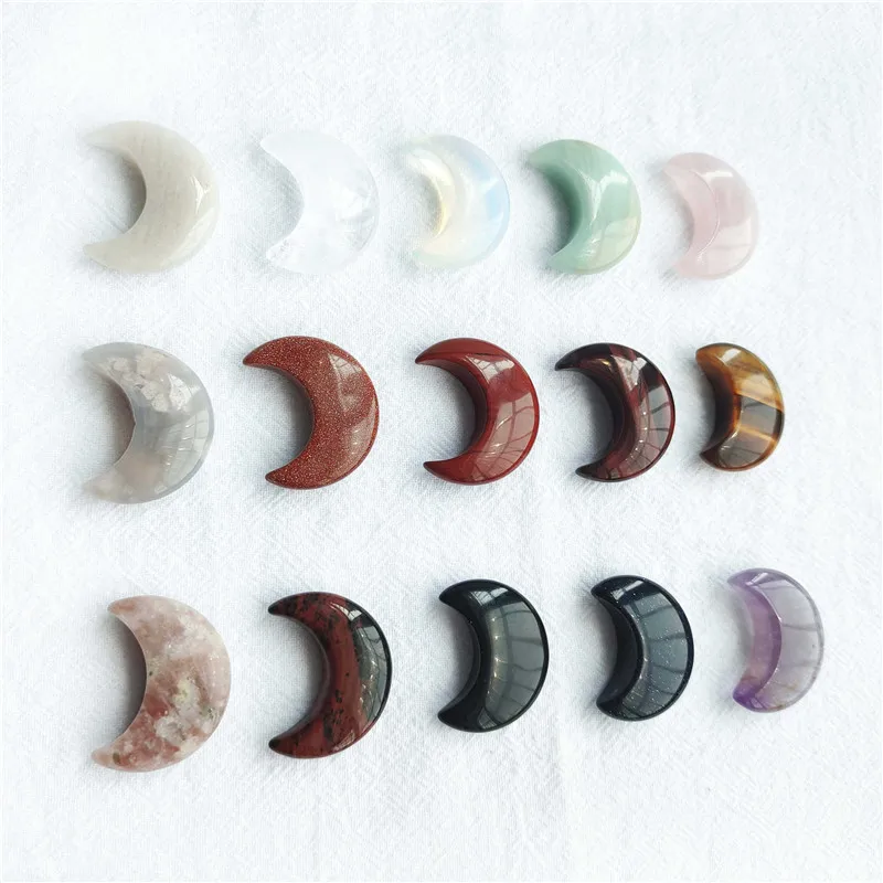 

Sales High Quality Natural Crystals Luna Carving Crafts Spiritual Rose Quartz Moon For Christmas Gifts