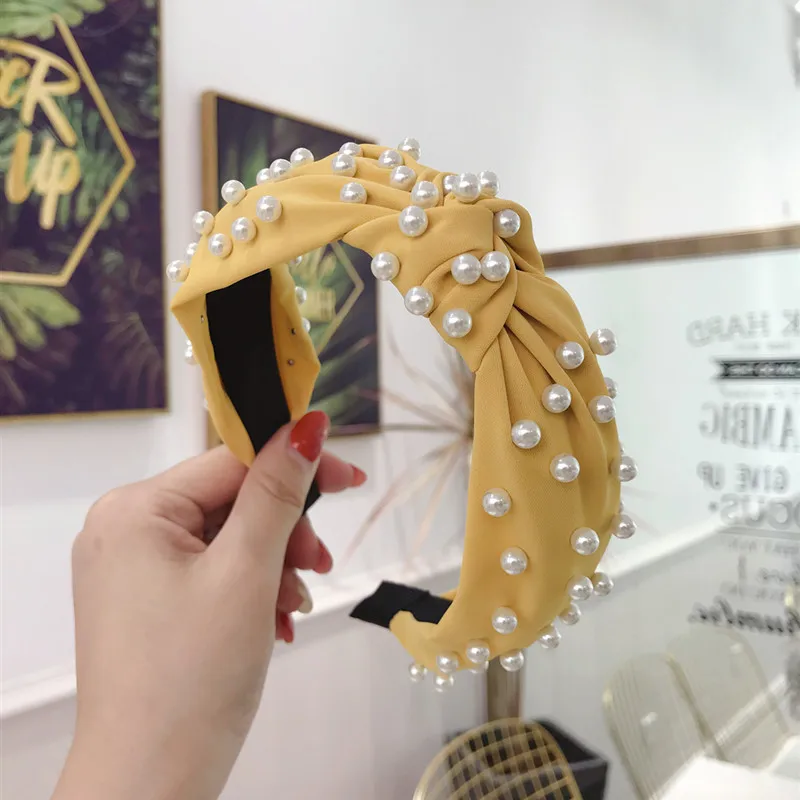 Лучшие женские корейские повязки для волос, искусственное жемчужное стекло, ручная работа, головная повязка со звездами, трендовая головная одежда, разные цвета, свадебная повязка для волос, подарок - Цвет: 58