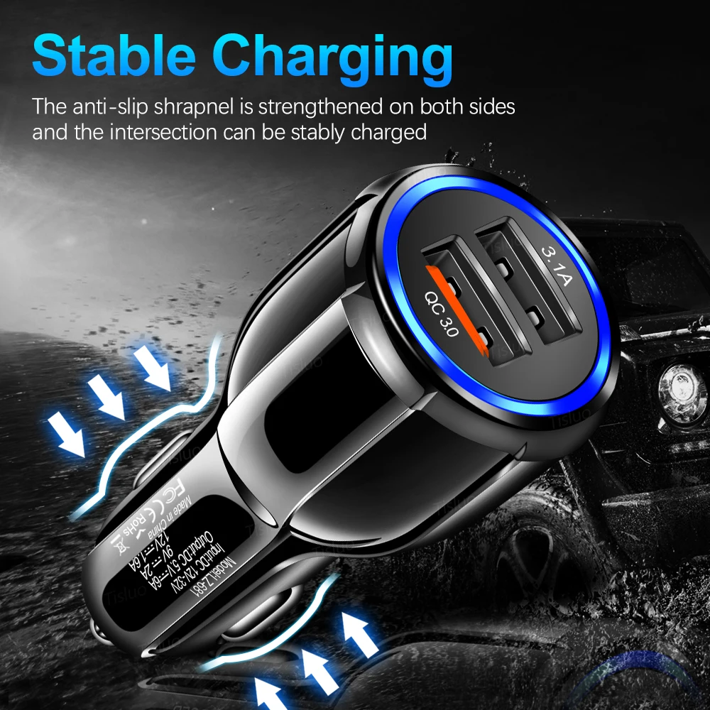 Автомобильное зарядное устройство Quick Charge 3,0 Dual USB Быстрая зарядка для iPhone 8 X XR samsung Xiaomi Tablet QC 3,0 Мобильный телефон USB Автомобильное зарядное устройство s
