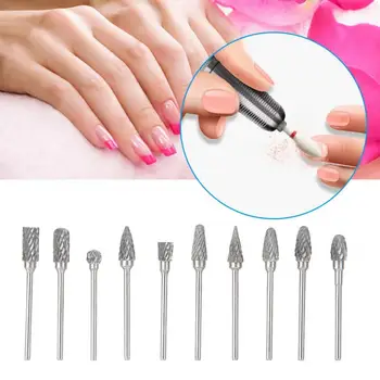 

10pcs Nail Polishing Head Set Tungsten Steel Grinder Manicure Nail Drill Bit Tool p