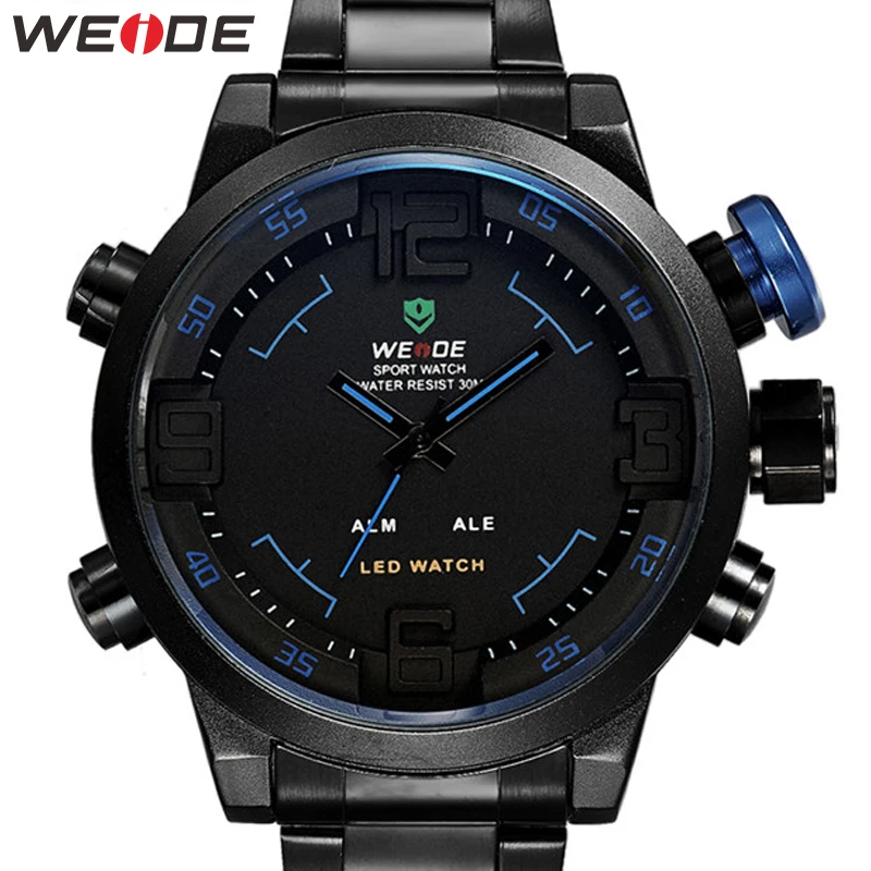 

WEIDE Men Watch Top Luxury Brand Relogio Quartz movement Analog Led Digital Automatic Date Alarm Wristwatches Relogio Masculino