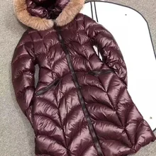 Зимний женский пуховик с меховым воротником и капюшоном, теплое зимнее пальто на гусином пуху, женское пуховое пальто, женская пуховая парка, верхняя одежда, длинный стиль