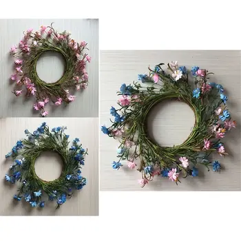 

Artificial Pink Flowers Wreath Spring Wreath Outdoor for Front Door
