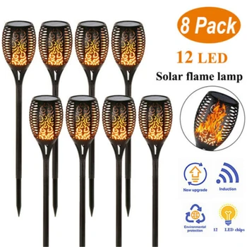 

6/8 Pcs Solar Torch Light Garden Lamp 12 LED IP65 Waterproof Flickering Flame Outdoor Landscape Decoration Garden Lawn Light