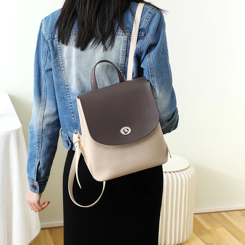 

Schoolbag Shoulders 2020 Genuine Leather Backpack Joker Big Capacity High School Female Package Mori