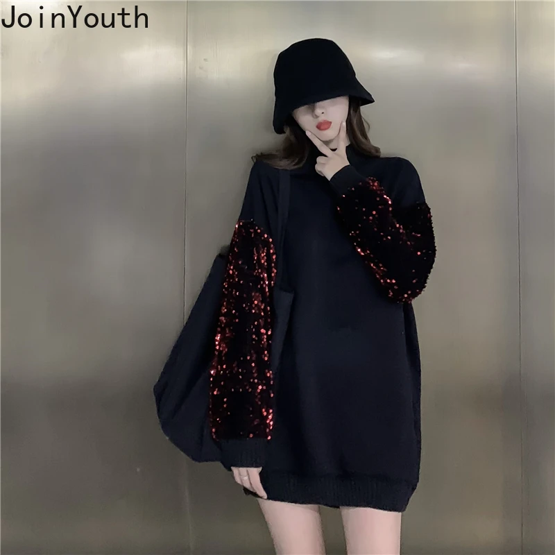Joinyouth Women Sweatshirts Harajuku Korean Clothes Patchwork Full Sequin Fashion Ropa Mujer Autumn Winter Female Sweatshirt 112