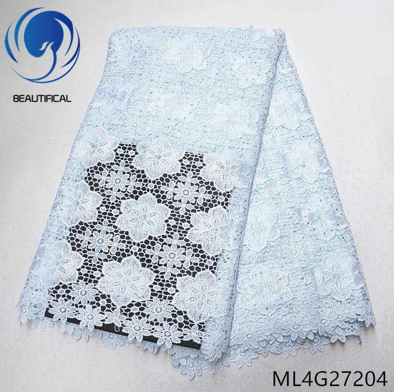 

BEAUTIFICAL White lace fabrics Fashion bridal water soluble lace african guipure lace fabric swith stones for wedding ML4G272