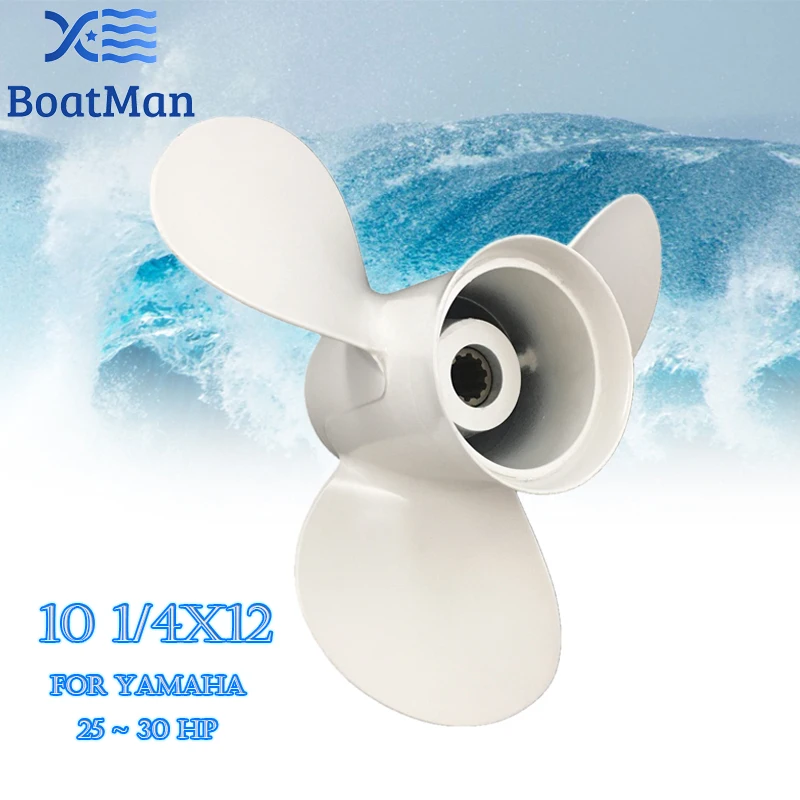 Boatman®Elica 10 1/4X12 Per Motore Fuoribordo Yamaha 20Hp 25Hp F25Hp 4 Tempi 30Hp Alluminio 10 Denti Scanalato Parte Del Motore