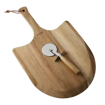 

Hecef Acacia Wood Pizza Peel, 12” Large Pizza Paddle & Cutting Board, Serving Board for Homemade Pizza, Cheese, Fruits & Cake