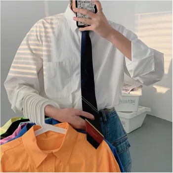 

2020 Spring And Summer New Youth Trend Japanese Loose Solid Color Long-sleeved Shirt Fashion Casual Wild Jacket M-2XL