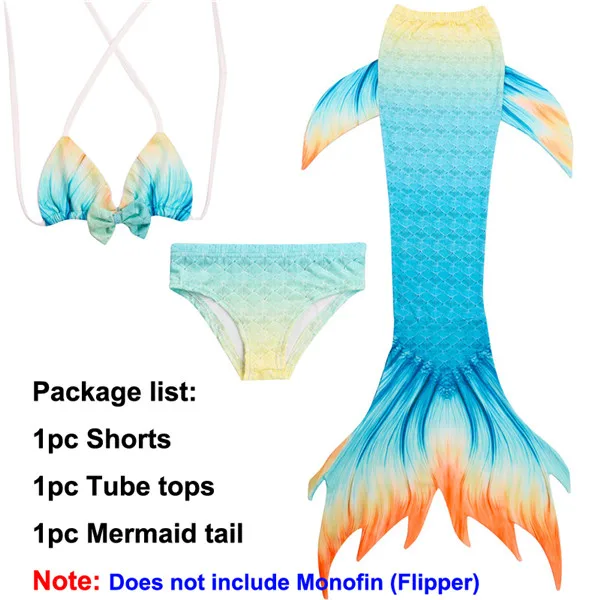 Mermaid Tail 10 Детский бикини в форме хвоста русалки для девочек, 3 предмета купальный костюм нарядная одежда Детский костюм косплей купальный костюм без флиппера - Цвет: Mermaid Tail 10