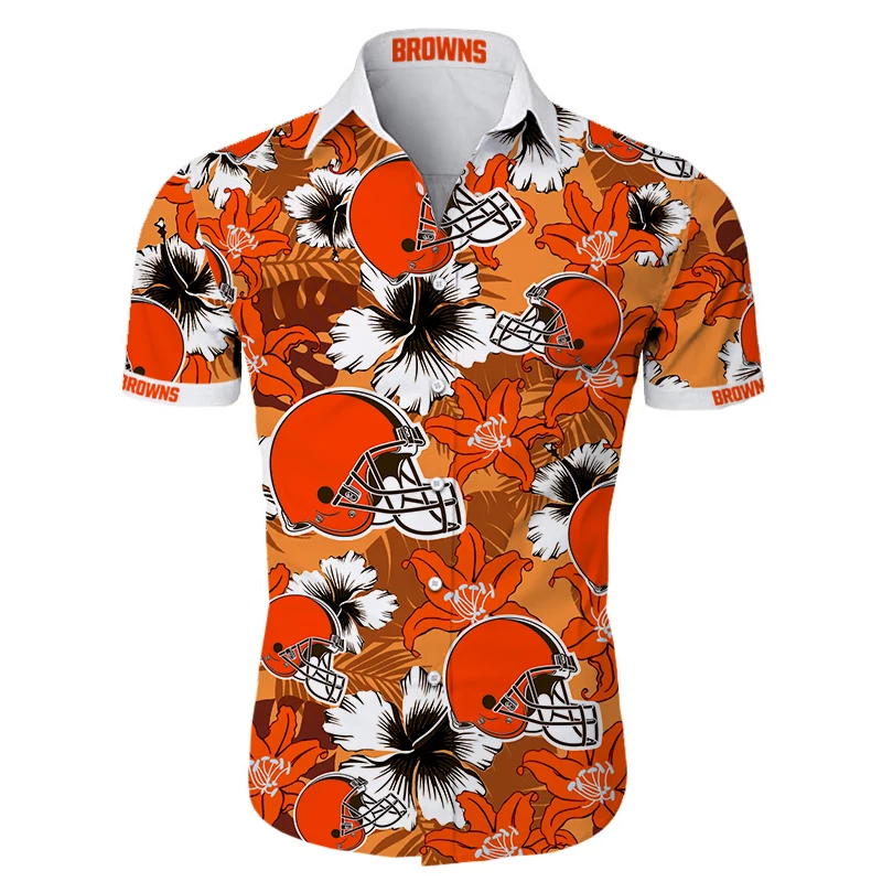 Camiseta a la moda con estampado de Cleveland para hombre, camisa hawaiana informal con estampado de flores en 3D