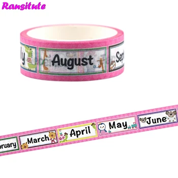 

Ransitute R701 Month Washi Tape Color DIY Hand Ledger Decoration Removable Masking Tape children's Toy Stickers