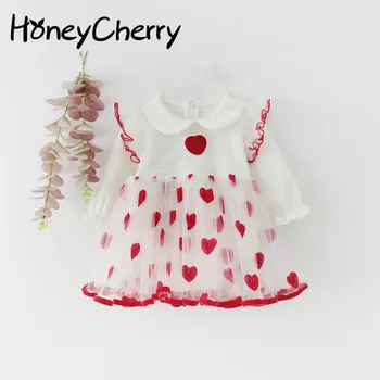 

Spring Baby Girl Bodysuits 2020 Baby Girl Love Mesh Long Sleeve Triangle Dress One Piece Creeper Baby Girl Clothes