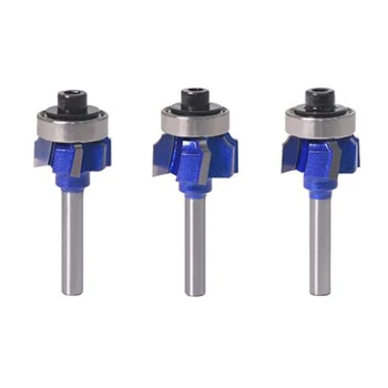 

6mm Shank Woodworking Milling Cutter R1mm R2mm Rm Trimming Knife Edge Trimmer 4 Teeth Wood Router Bit 3Pcs