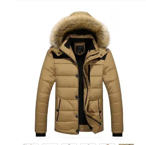BZBFSKYWinter теплые мужские хлопковые парки с меховым воротником мешковатые