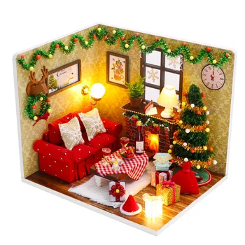 

Hoomeda Christmas Eve Dollhouse Wood Furniture Puzzle Craft Home Decor DIY Toy Festival Birthday Gift for Children Friend