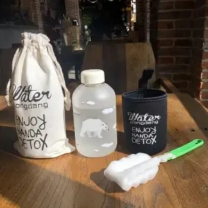 Whale Cup 600ML Frosted Glass Mup Leak-Proof Fashion Mineral Water Bottles  Drinkware Camping Travel Easy to Carry Sport Bottle D4